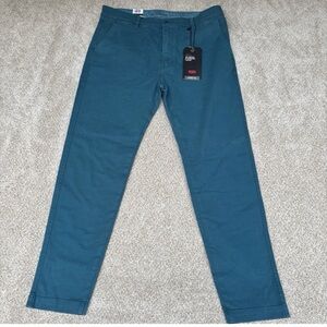 Levi XX Chino Standard Taper Below Waist Stretch Pants 36 x 32 Teal NWT